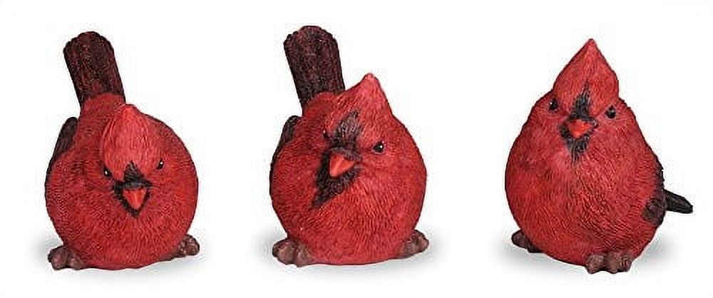 Handcrafted Red Poly Stone Winter Cardinal Figurine Set