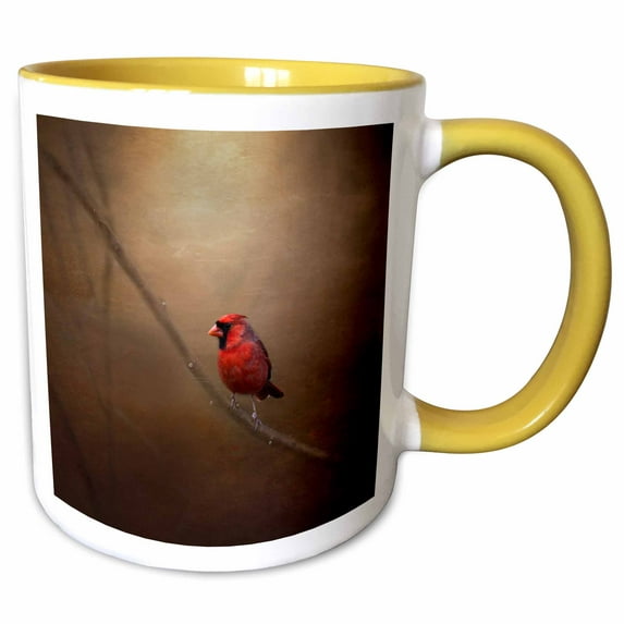 3drose, Cardinal Fine Art Décor, 15oz Two-tone Yellow Mug