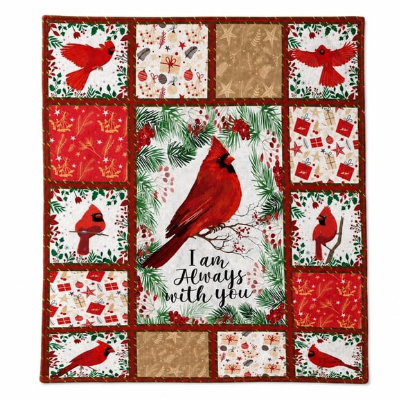 Cardinal Fleece Blanket – Red Cardinal Bird Holiday Print, Soft 280GSM Throw, 4 Sizes, Great Gift