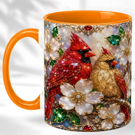 Cardinal Flower Coffee Mug, White Blossom Mug, Ceramic 11 oz