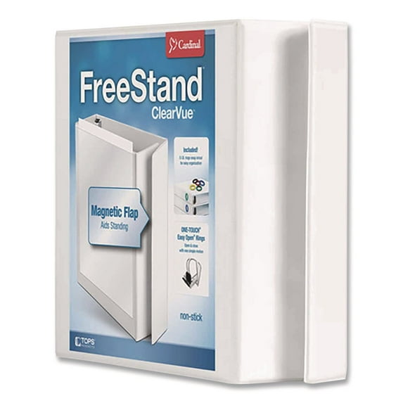 Cardinal FreeStand Easy Open Locking Slant-D Ring Binder, 2" Cap, 11 x 8 1/2, White