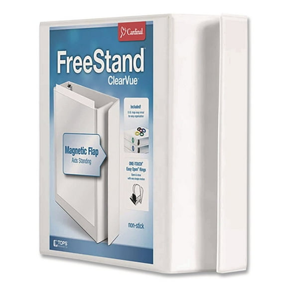 Cardinal FreeStand Easy Open Locking Slant-D Ring Binder, 2" Cap, 11 x 8 1/2, White
