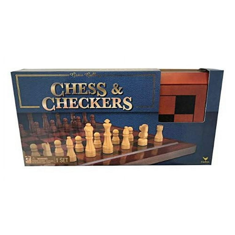 Cardinal 3 Games in 1 Set, Travel Tin, Open Box, Checkers, Chess