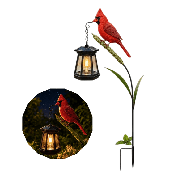 Cardinal Garden Stake Solar Light, Weather Resistant Red Bird Cardinal Solar Light, Solar Cardinal Bird Garden Stake Lights for Housewarming Garden Yard Gift