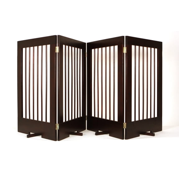 Cardinal Gates 4 Panel Freestanding Wood Pet Gate - Walnut