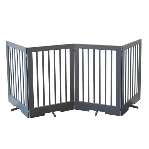 Cardinal Gates 4 Panel Freestanding Wood Pet Gate - Gray