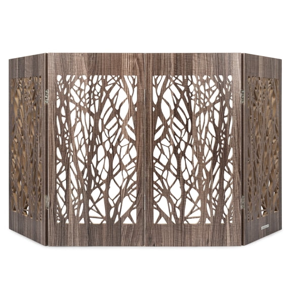 Cardinal Gates Decorative Freestanding Wood Pet Gate - Barnwood Branches