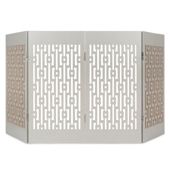 Cardinal Gates Decorative Freestanding Wood Pet Gate - Gray Geometric