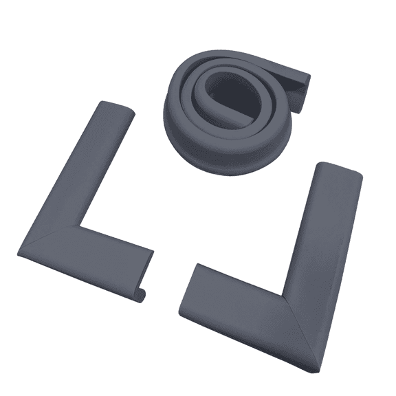 Cardinal Gates SPK Small Hearth Pad Kit - Fireplace Baby Proofing - Adhesive Backed Fireplace Bumpers for Babies - 4 Foot Roll of Padding & Two 6" x 9" Corners - Made in The USA - Gray