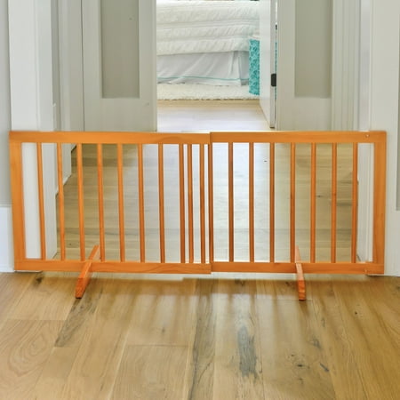 Cardinal Gates Step Over Pet Gate 28" to 51.75" wide x 20" tall, in Oak Color
