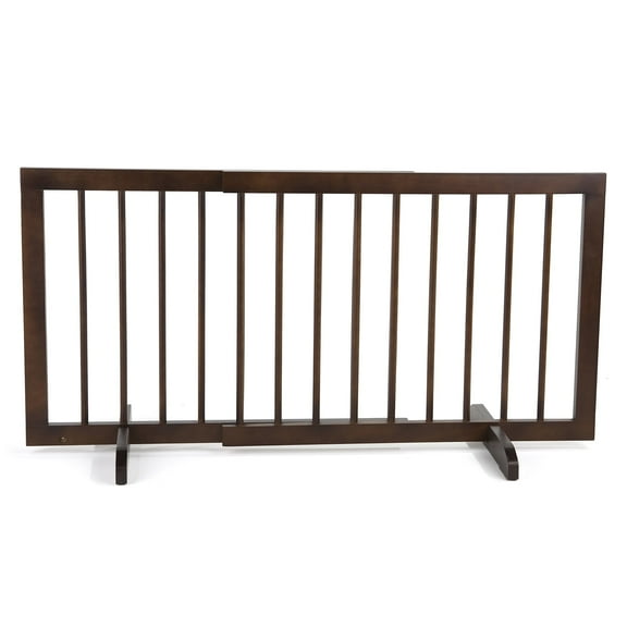 Cardinal Gates SG Wood Step Over Pet Gate - Adjustable Short Dog Gate - 20 Inches Tall - 28 Inches to 51 Inches Wide - Walnut