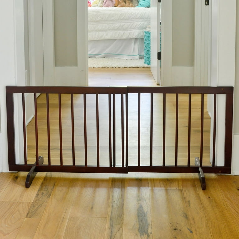 Cardinal Gates Step Over Pet Gate 28 to 51.75 wide x 20 tall in Walnut color