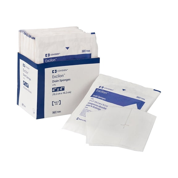Cardinal Health Drain Sponge Wound Care and Surgical Procedures, 4 in x 4 in, 2 per Pack, 300 Packs, 600 Total
