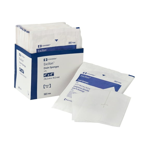 Cardinal Health Drain Sponge Wound Care and Surgical Procedures, 4 in x 4 in, 2 per Pack, 300 Packs, 600 Total