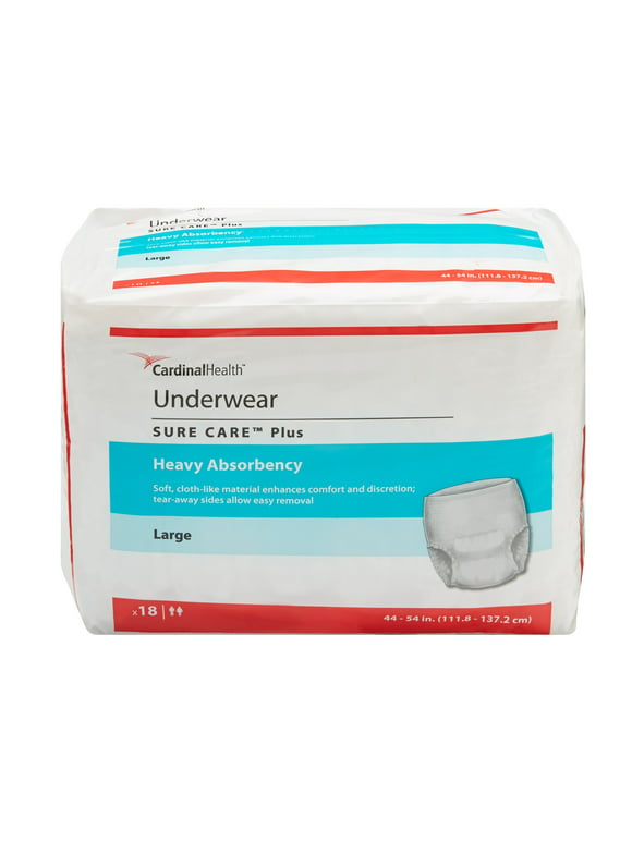 Cardinal Health Incontinence Underwear, Disposable Adult Diaper - Heavy Absorbency, Large, 18 Ct