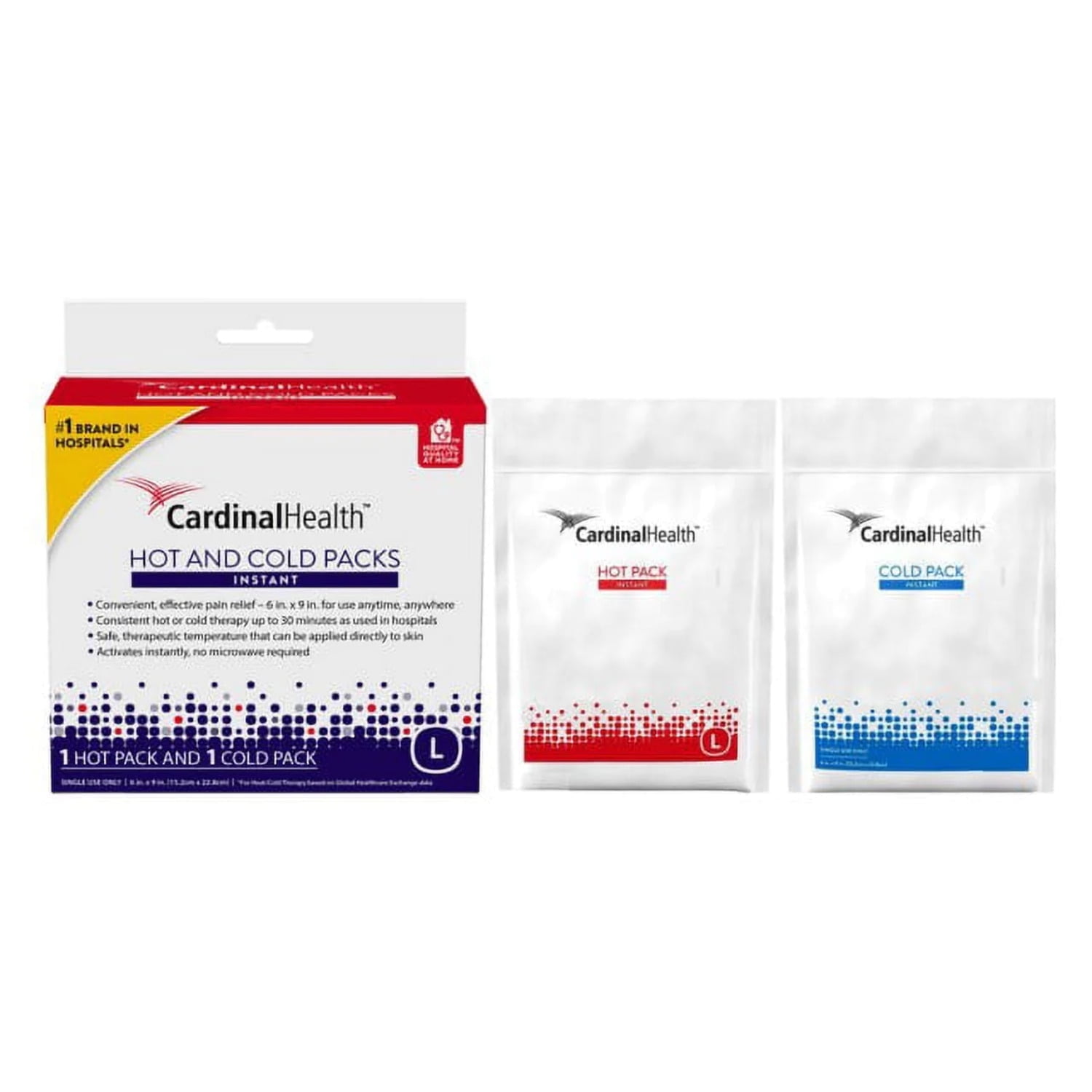 Cardinal Health Instant Hot And Cold Packs, Large, 6 X 9, 2 Count (1  Hot And 1 Cold) 