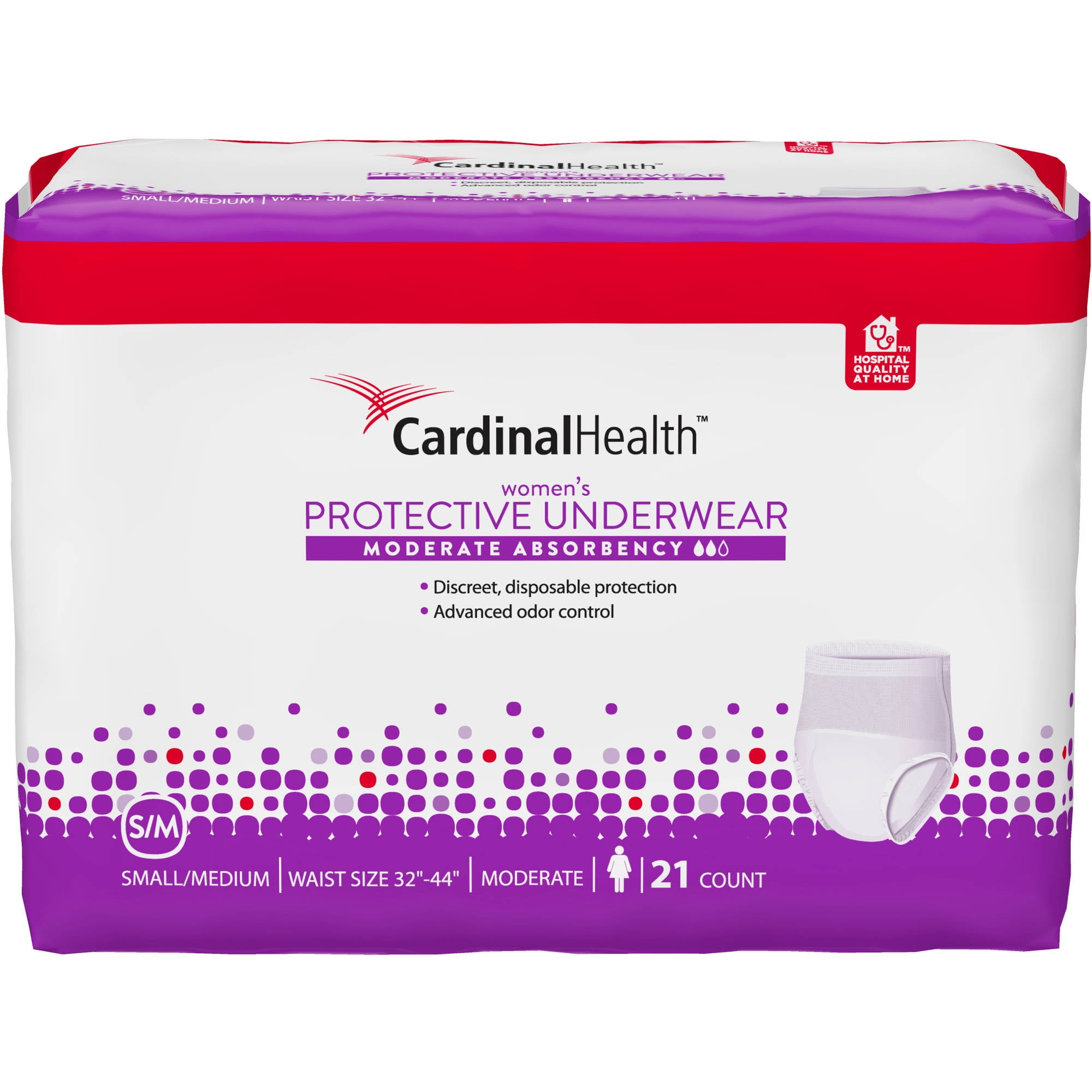 Cardinal Health Moderate Absorbency Women's Protective Underwear, Small/Medium, 21 count