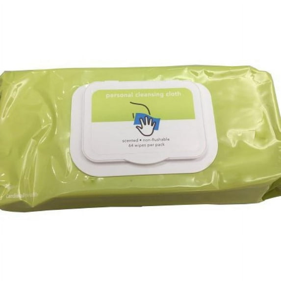 Cardinal Health Personal Cleansing Cloth - 9 Inches x 13 Inches, Soft Pack, Pre-Moistened, Scented, 64 Count