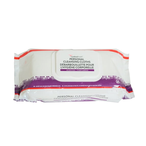 Cardinal Health Personal Wipes with Aloe, Rinse-Free, Non-Flushable, 9 in x 13 in, 42 Count, 24 Packs, 1008 Total