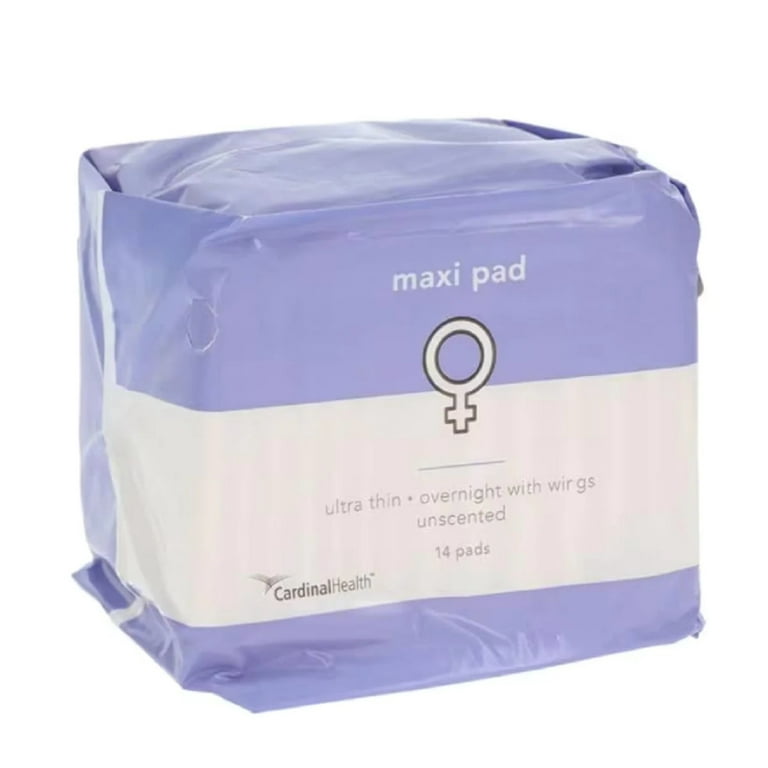 Cardinal Health Postpartum Maternity Pads, Unscented, Ultra Thin, Overnight  Maxi Pad with Wings, Heavy Absorbency, 12-1/4 Inch L