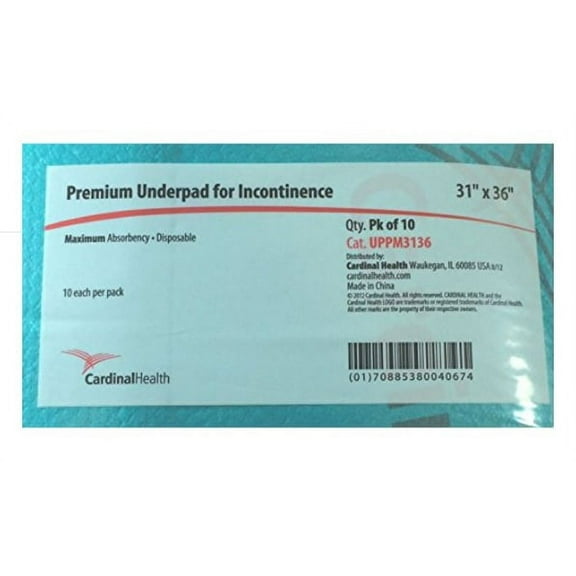 Cardinal Health Protective Underpad Premium Absorbency Extra-Large (31" X 36") 40 per Case