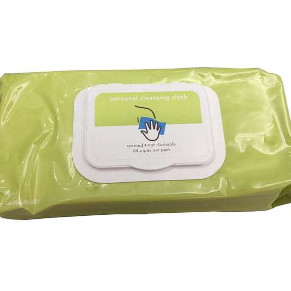 Cardinal Health Rinse-Free Personal Cleansing Cloths, White, 9 in x 13 in, 64 Count, 1 Pack