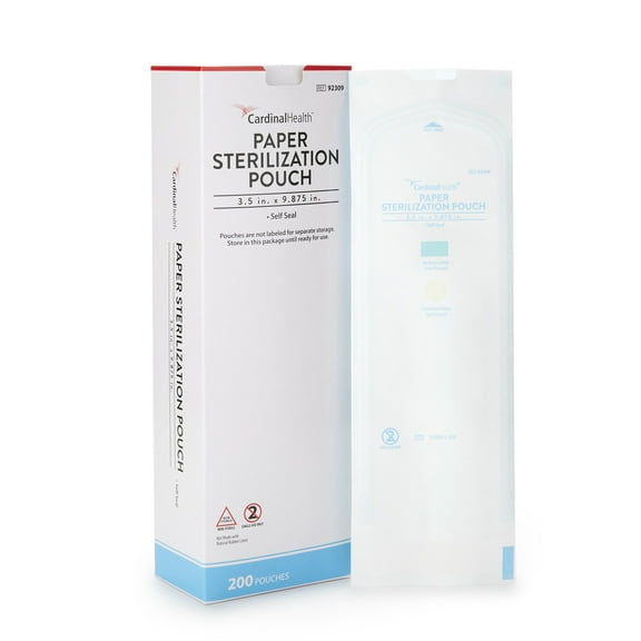 Cardinal Health Sterilization Pouch Transparent Blue White 3.5 x 9" Self Seal 200 Ct