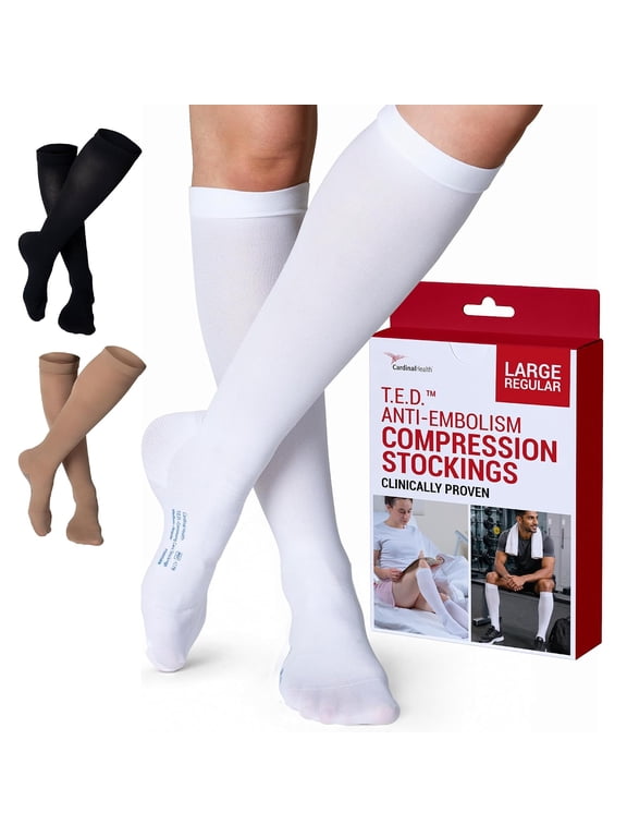 Cardinal Health T.E.D. White Knee-High Stocking, Large Regular