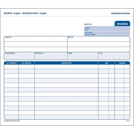 Cardinal Brands NC287250 Multipart General-purpose Invoice Forms, Two-part Carbonless, 8.5 X 6.94, 50 Forms Total