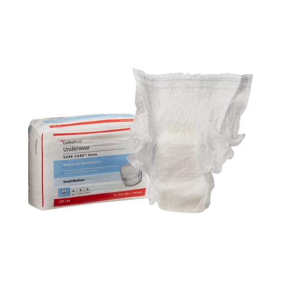 Cardinal Health, Underwear, Sure Care Extra, Small/medium, 34" - 46" Part No. 1840r (25/package)