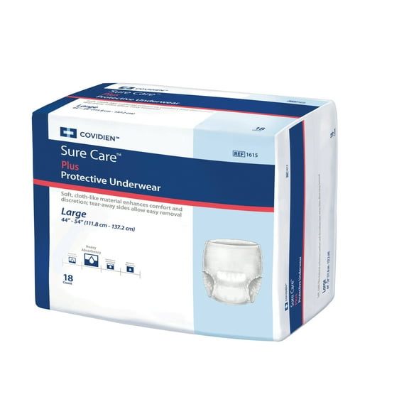 Sure Care Pull On Disposable Underwear Pack, Large, Heavy Absorbency (18 Count)