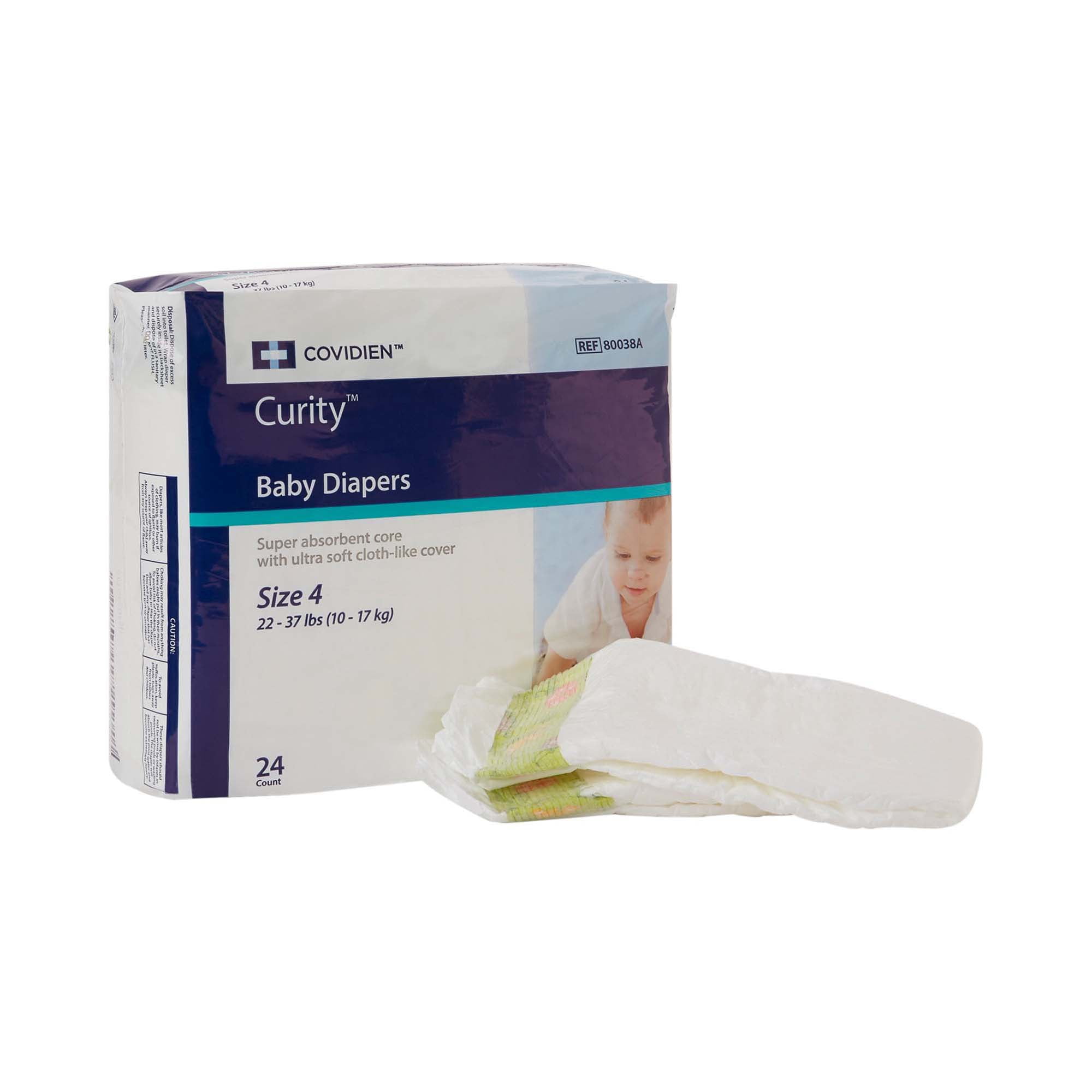 Cardinal Health Wings Baby Baby Diaper Size 4 / Large, 22 to 35 lbs. 80038A, 192 Ct