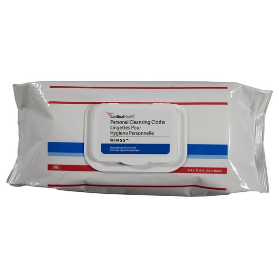 Cardinal Health Wings Personal Cleansing Wipe 8.6 X 11.8 Inch 5399S, 1 Pack 96 Wipes