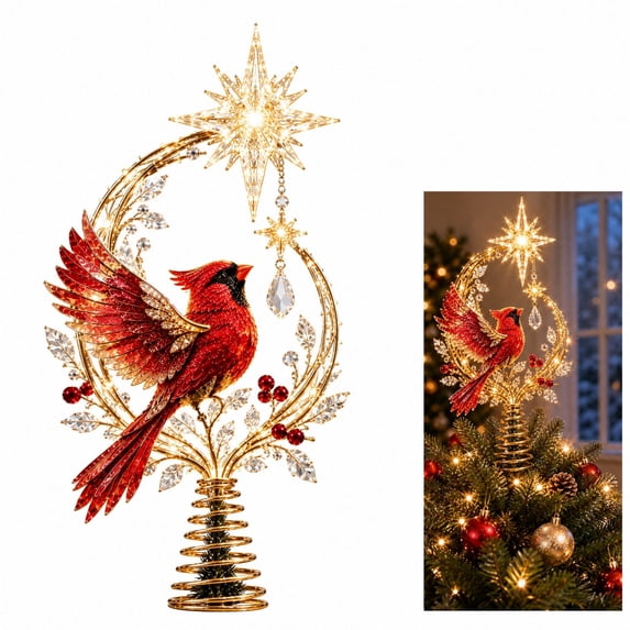 Cardinal Heaven's Light Tree Topper, Christmas Tree Topper (1PCS ...