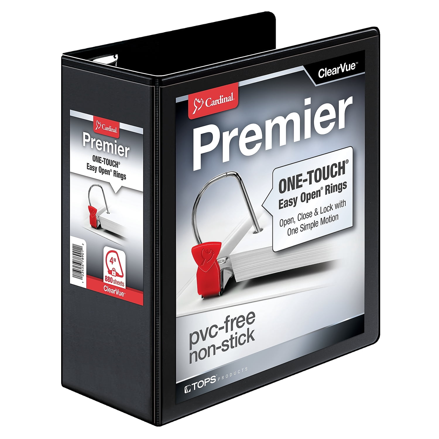 Cardinal Heavy Duty 4" 3-Ring View Binders D-Ring Black 6/Carton (10341VS)