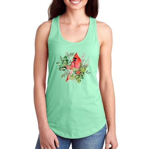 Cardinal Holly Christmas C Racerback Tank Women -Jennifer Paxton Parker Designs, Female XX-Large