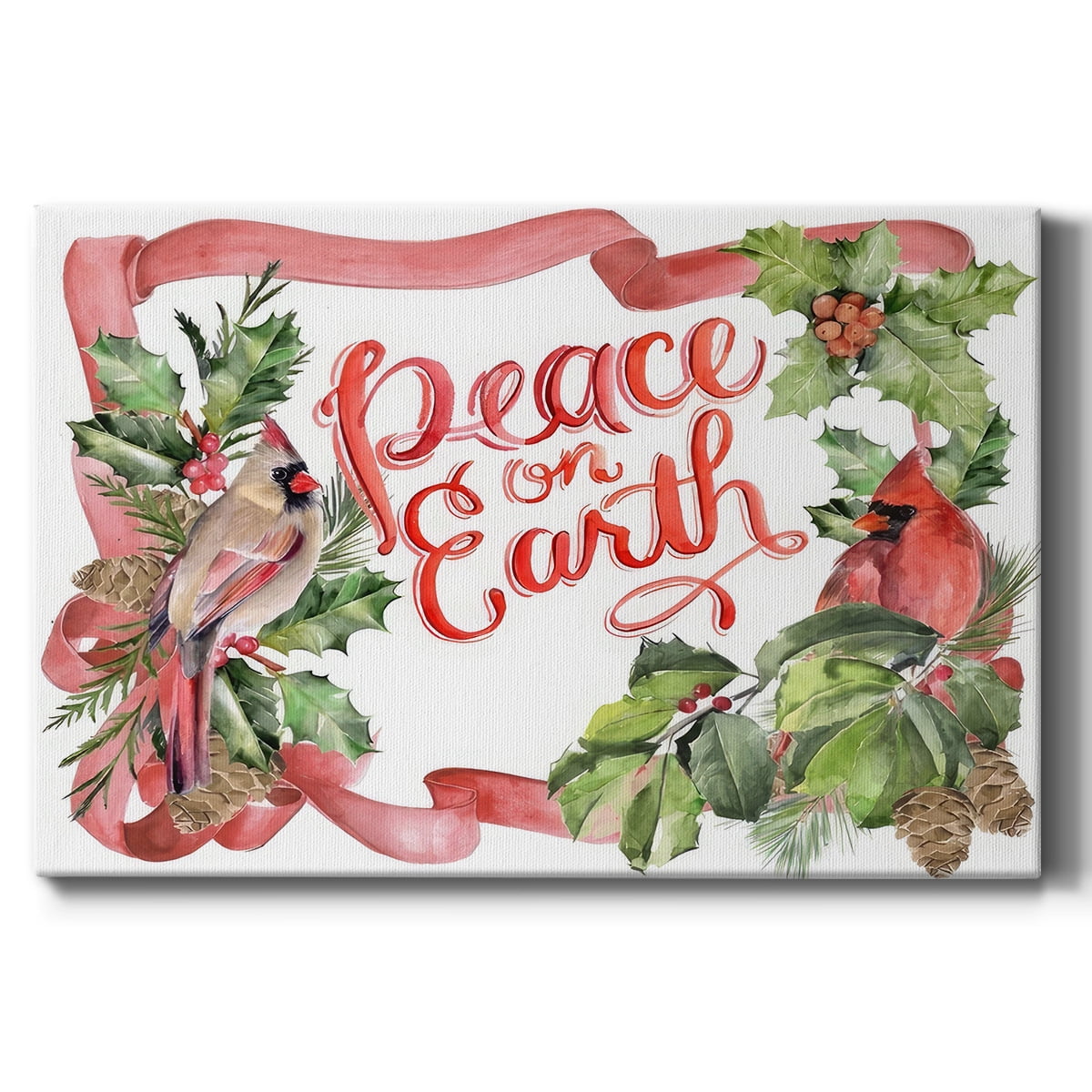 Cardinal Holly Christmas Collection A- Gallery Wrapped Canvas