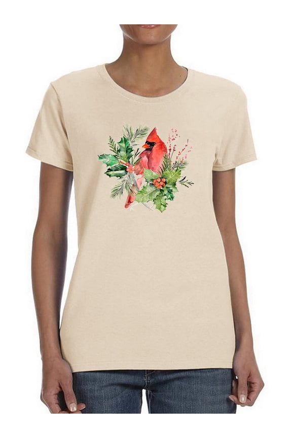 Cardinal Holly Christmas. T-Shirt Women -Jennifer Paxton Parker Designs, Female Large