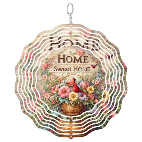 Cardinal Home Sweet Home 3D Wind Spinner, Red Bird Winter Art, Memorial Gift For Garden Decor