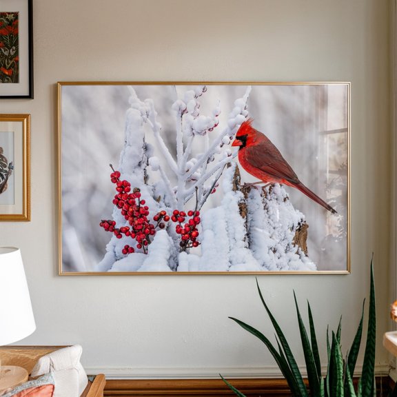 Cardinal In The Snow, Cardinal , Home Decor, , Apartment Decor Unframed Paper Print