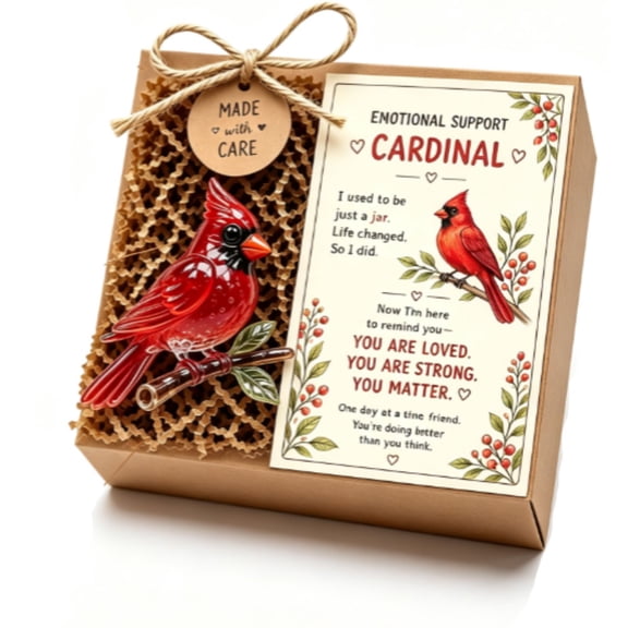 Cardinal Keepsake Gift Set with Heartfelt Card, Emotional Support Encouragement Home Decor for Adults