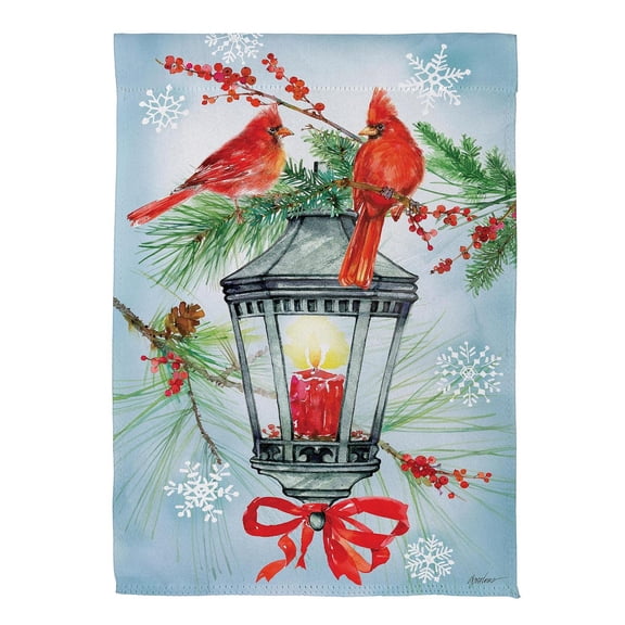 Cardinal Lantern Suede Garden Flag