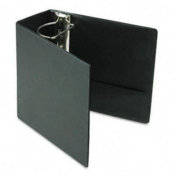 Cardinal Leather Grain Vinyl EasyOpen D-Ring Binder with Finger Slot 5in Cap Black