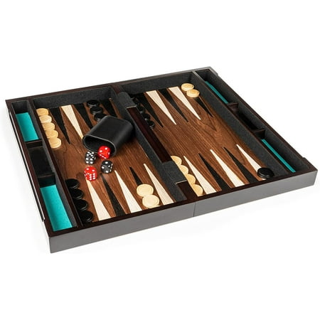 Cardinal Legacy Deluxe Wooden Backgammon Board Game, 2 Players, with Cups and Dice