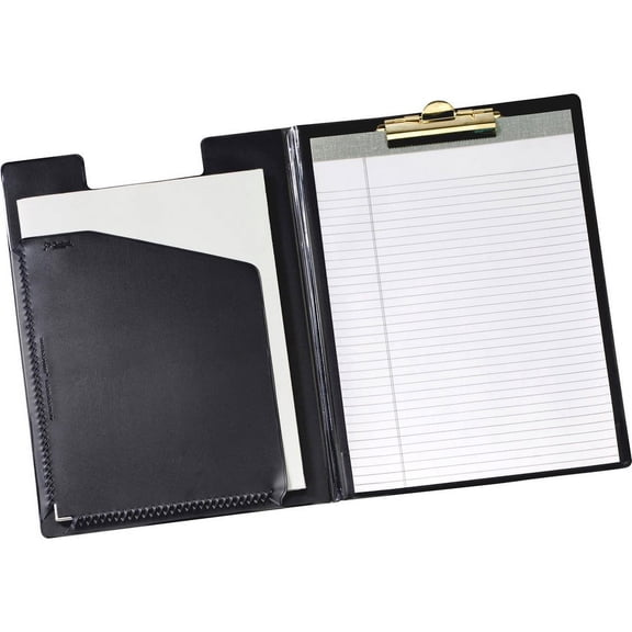 Cardinal Letter Pad Folio - 8 1/2" x 11" - 100 Sheet Capacity - 1 Inside Front Pocket(s) - Vinyl, Polyvinyl Chloride (PVC) - Black - 1 Each | Bundle of 5 Each