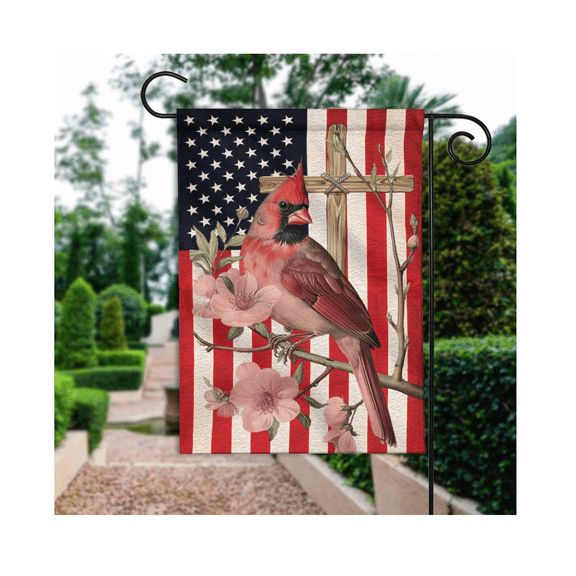 Cardinal Memorial Day Flag, American Patriotic Flag, Army Veteran Soldier Flag 12x18 POLE NOT INCLUDED Garden Flag