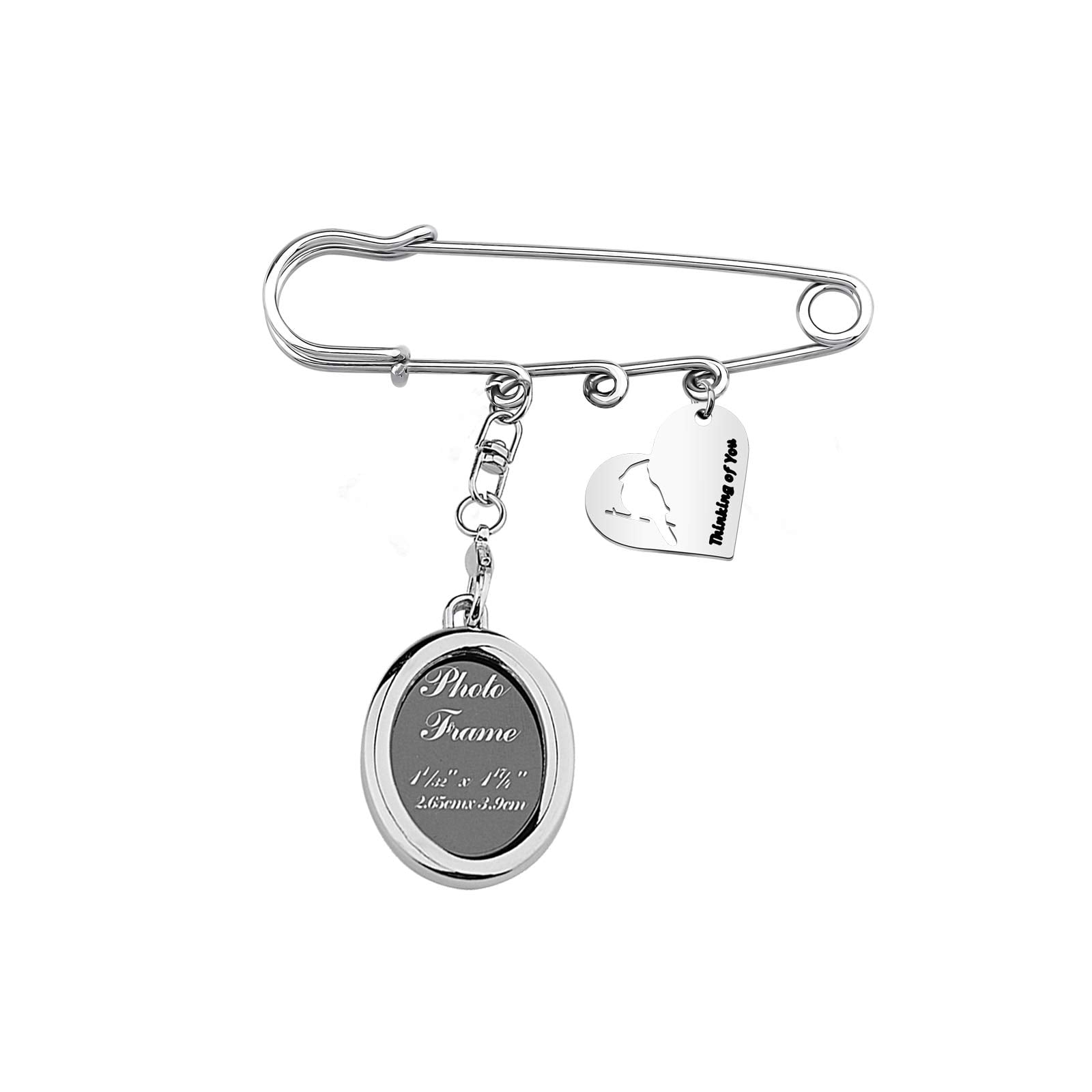 Cardinal Memorial Gift Thinking of You Memorial Photo Frame Safety Pin