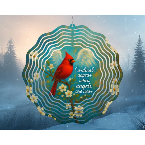 Cardinal Memorial Loss 3D Wind Spinner Angels Kinetic Garden Art