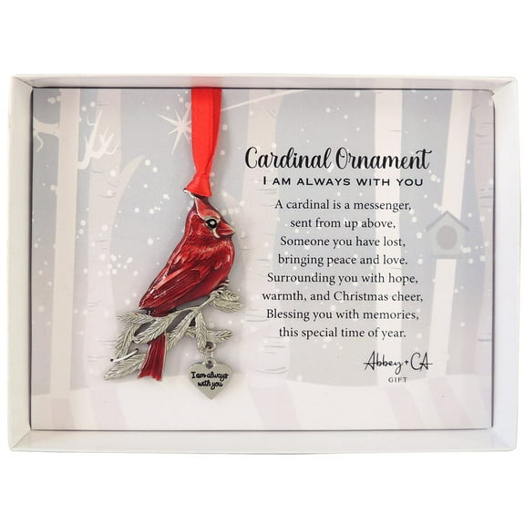 Cardinal Memorial Ornament, Bereavement and Sympathy Christmas Ornaments, by Abbey & CA Gift Red 2.5 Inches
