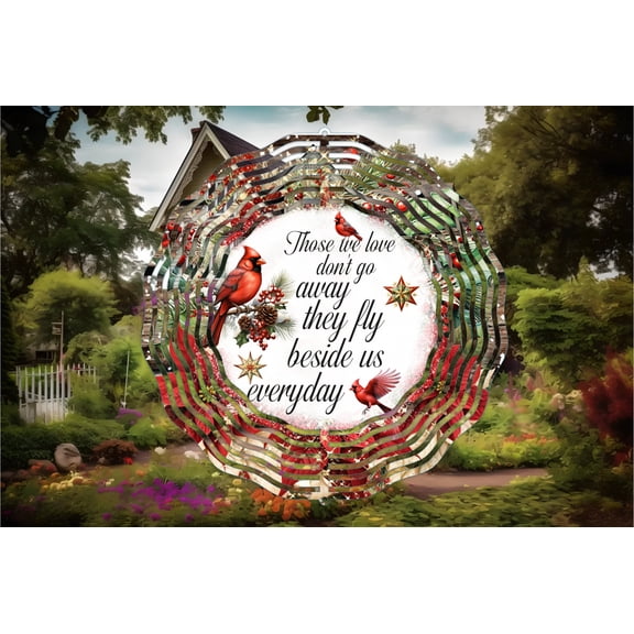 Cardinal Memorial Quote Metal Wind Spinner 10-Inch Double-Sided Yard Art, Christmas Tribute Gift